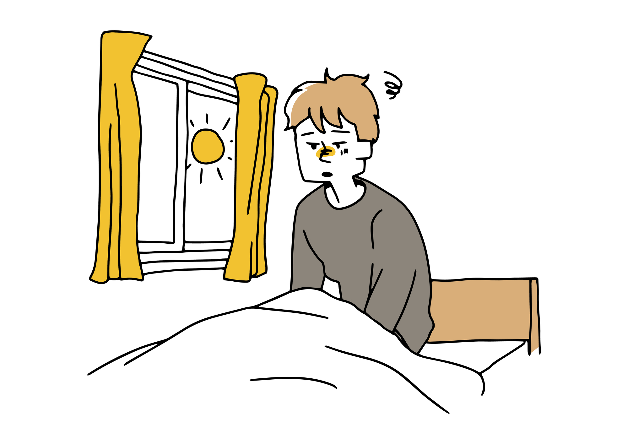 眠そうな男性のイラスト